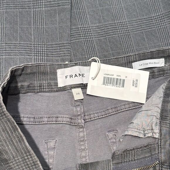 Frame -Le Crop Mini Boot Plaid Jeans in Washed Grey Plaid - Picture 6 of 8